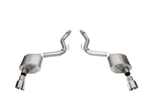 Ford Mustang Performance Exhaust - Rear - CORSA Performance - Sport Axle-Back Dual Rear Exit with 4.5in Polished Pro-Series Tips - Polished - `24-`27 Ford Mustang Performance Exhaust - Rear - CORSA Performance - Sport Axle-Back Dual Rear Exit with 4.5in Polished Pro-Series Tips - Polished - `24-`27